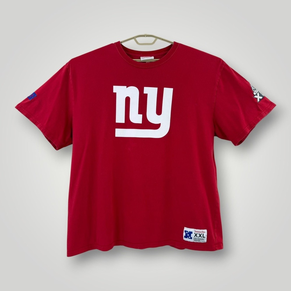 New York Giants Mitchell‎ & Ness Shirt Mens 2XL NFL Throwbacks Big Blue Tee